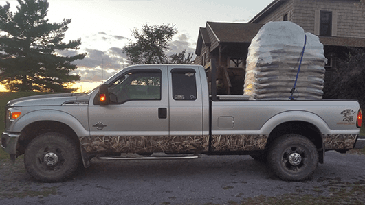 Truck hauling heavy load